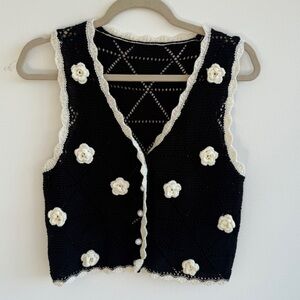 Crochet Flower Knit Vest